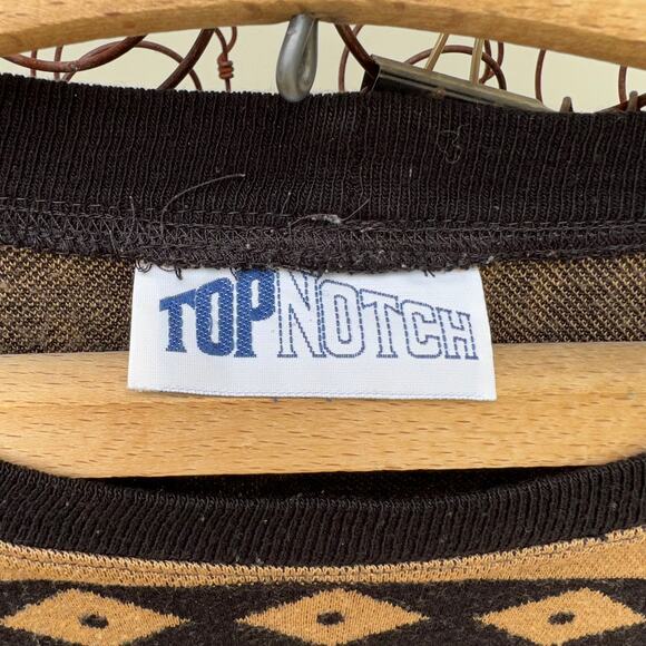 Vintage Top Notch black tan geometric Egyptian print sweater - Picture 5 of 6